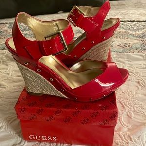 Guess Red wedge sandals